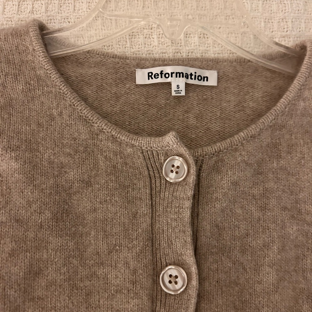 Reformation Beige Cardigan Sweater